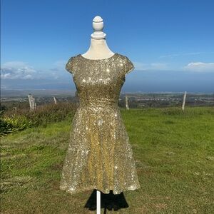 B. Darlin Gold Sequin Fit Flair Retro Party Prom Mini Dress 5 / 6